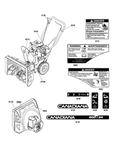 Decals Group Diagram and Parts List for 1696290-00 2012 Briggs and Stratton Snow Blower